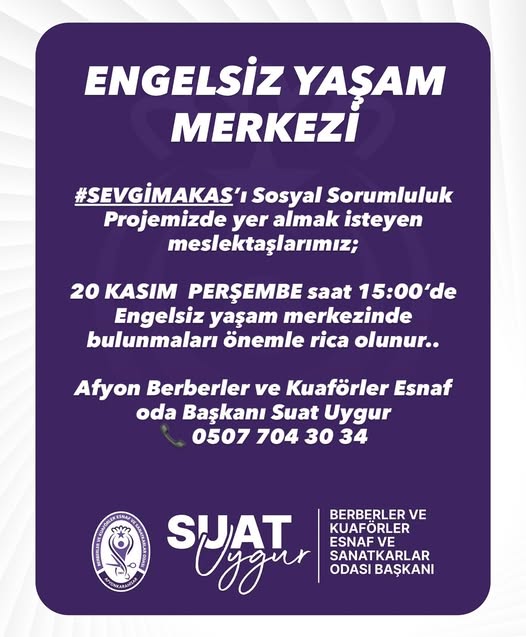 Afyonkarahisar'da Berber ve Kuaförlerden Anlamlı Sosyal Sorumluluk Projesi