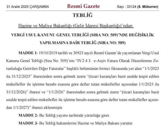 Esnaflara E-Arşiv Fatura Kolaylığı: Zorunluluk 2027'ye Ertelendi