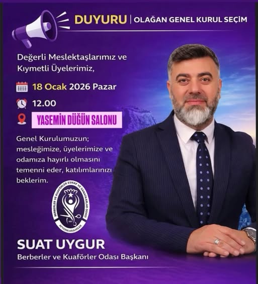 Afyonkarahisar Berberler ve Kuaförler Odası Genel Kurulu 18 Ocak'ta Yapılacak